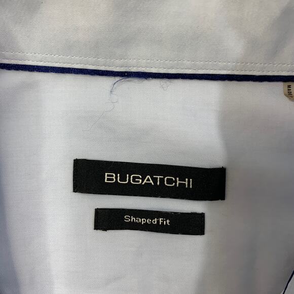 Bugatchi Shirt Mens 16.5 Cloud Blue Shaped Fit Long Sleeve Cotton Button Up - Picture 5 of 13